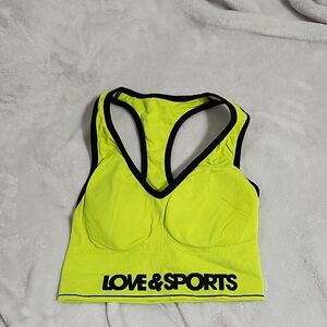 Women's Neon Yellow Love & Sports Bra